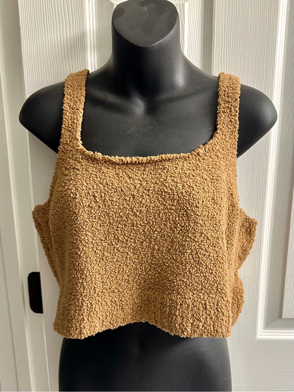 Cozy Teddy Tank Crop Top in Brown